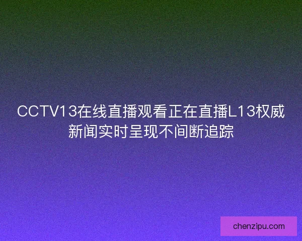 CCTV13在线直播观看正在直播L13权威新闻实时呈现不间断追踪